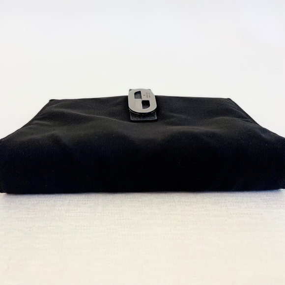 Gucci Black Canvas Agenda Cover w/ COA Gunmetal Gray Buckle Card Slots Organizer - Picture 7 of 11